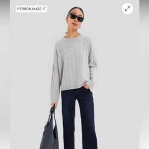 Tuckernuck Gray Cashmere Eloise Cable Knit Boyfriend Crewneck size small